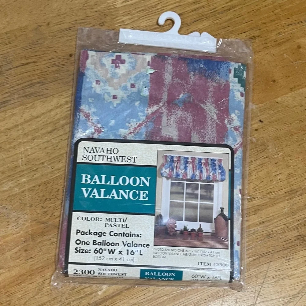 Vtg Navaho Southwest Balloon Valance 60x16 Multi Pastel Boho Western Made in USA